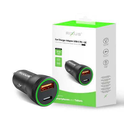 Carregador de Carro USB-C + USB-A 20W Rixus Acessórios - iGrade